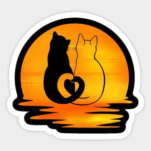 sunset with cat love-cuute cat-Cat T-Shirt Cats Cat Gift Yin Yang Cats Shirt - Cat Mom Lover Gifts Sticker